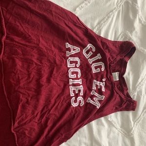 burgundy aggies muscle tie tank